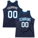 Custom Name and Number Personalized Authentic Basketball Jersey - Navy Blue White Throwback Personalized Navy White-Blue