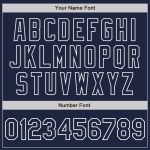 Personalized Navy White Varsity Letterman Bomber Jacket Full-Snap Two Tone Personalized Navy White Bomber Full-Snap Varsity