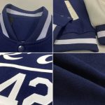 Custom Name Number Two Tone Varsity Letterman Jacket Navy White Full-Snap Bomber - Personalized Team Apparel Personalized