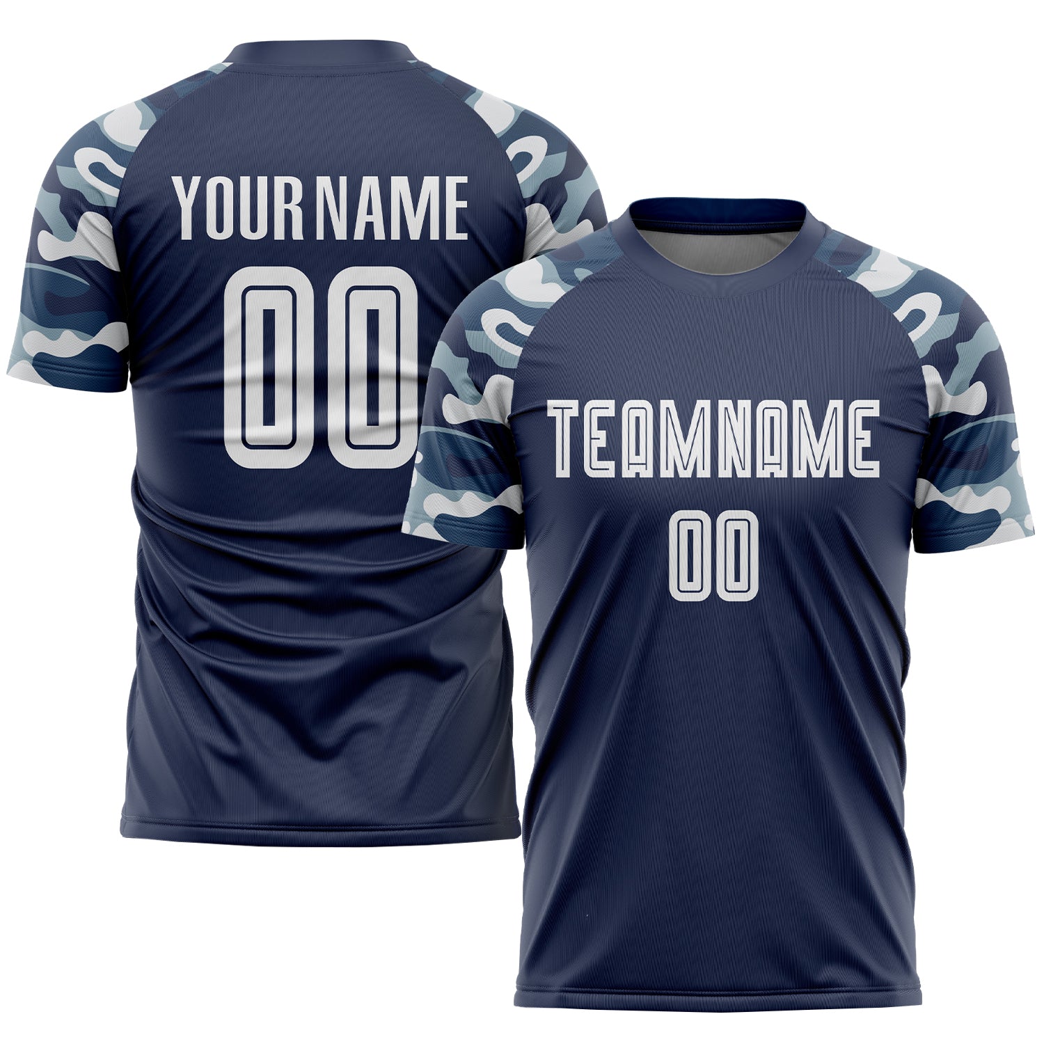 Custom Name and Number Navy White Camouflage Soccer Jersey Personalized Uniform Personalized Navy White-Camo Sublimation