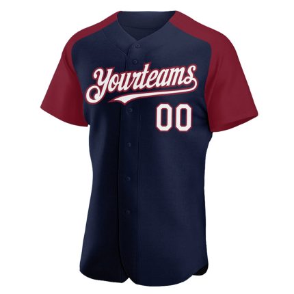 Custom Team Baseball Jersey - Personalized Navy White-Crimson Authentic Raglan Sleeves with Name and Number Personalized