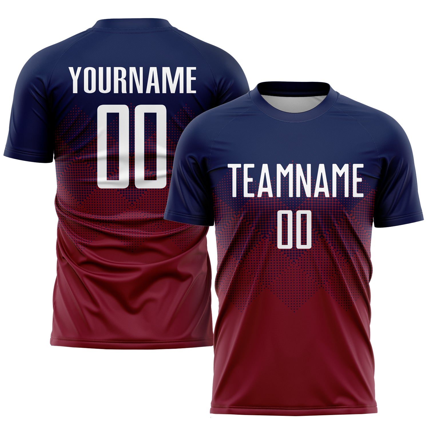 Custom Soccer Jersey with Personalized Name and Number, Navy White-Crimson Sublimation Team Uniform Personalized Navy White-Crimson