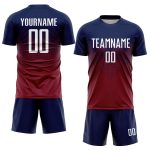 Custom Soccer Jersey with Personalized Name and Number, Navy White-Crimson Sublimation Team Uniform Personalized Navy White-Crimson