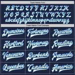 Custom Name Number Navy White Electric Blue Bomber Varsity Letterman Two Tone Jacket Full-Snap Personalized Navy White-Electric