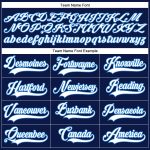 Custom Team Hockey Jersey with Personalized Name and Number in Navy, White, Electric Blue Lace Neck Design Personalized Navy