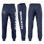 Custom Team Name and Number Personalized Fleece Jogger Sweatpants Navy White Personalized Navy White Fleece Jogger Sweatpants