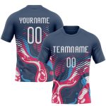 Custom Name and Number Volleyball Jersey - Navy White Fluid Sublimation Team Uniform Personalized Navy White Fluid Sublimation
