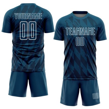Personalized Geometric Shapes Soccer Uniform Jersey - Navy White Sublimation Design Personalized Navy White Geometric Shapes