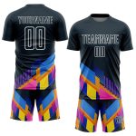 Custom navy and white soccer jersey, back view