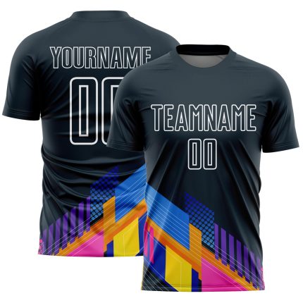 Custom navy and white soccer jersey