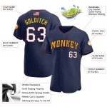 Personalized Authentic American Flag Baseball Jersey with Custom Name and Number - Navy White-Gold Fashion Team Apparel Personalized