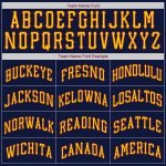 Personalized Authentic American Flag Baseball Jersey with Custom Name and Number - Navy White-Gold Fashion Team Apparel Personalized