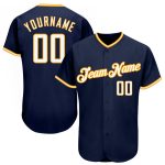 Personalized Authentic Baseball Jersey in Navy and White-Gold Colors Personalized Navy White-Gold Authentic Baseball Jersey