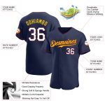 Custom Name & Number Baseball Jersey - Personalized Navy White Gold Authentic Team Jersey Personalized Navy White-Gold Authentic