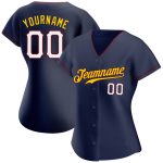 Custom Name & Number Baseball Jersey - Personalized Navy White Gold Authentic Team Jersey Personalized Navy White-Gold Authentic
