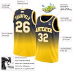 Personalized Basketball Jersey with Custom Name & Number, Navy White-Gold Authentic Fade Design, Team Apparel Personalized