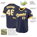 Custom Name Number Navy White-Gold Baseball Jersey - Personalized Authentic Throwback Team Jersey Personalized Navy White-Gold