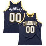 Personalized Navy White Gold Basketball Jersey - Authentic Throwback Design Personalized Navy White-Gold Authentic Throwback
