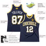 Personalized Navy White Gold Basketball Jersey - Authentic Throwback Design Personalized Navy White-Gold Authentic Throwback