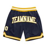 Custom Navy White-Gold Basketball Shorts with Name and Number - Personalized Authentic Throwback Team Gear Personalized Navy