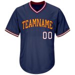 Personalized Navy White Gold Baseball Jersey Shirt - Authentic Throwback Rib-Knit Personalized Navy White-Gold Authentic