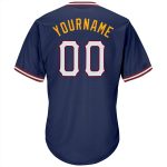 Personalized Navy White Gold Baseball Jersey Shirt - Authentic Throwback Rib-Knit Personalized Navy White-Gold Authentic