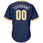 Custom Personalized Baseball Jersey Shirt with Team Name and Number - Navy White Gold Authentic Throwback Rib-Knit Personalized