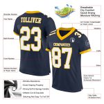 Personalized Navy White Gold Football Jersey - Authentic Mesh Design Personalized Navy White-Gold Mesh Authentic Football