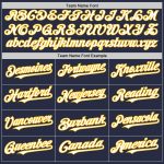 Personalized Navy White Gold Mesh Baseball Jersey - Authentic Throwback Design Personalized Navy White-Gold Mesh Authentic