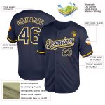 Custom Name Number Baseball Jersey - Personalized Navy White Gold Mesh Authentic Throwback Team Jersey Personalized Navy