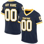 Personalized Authentic Throwback Football Jersey in Navy White Gold Mesh Personalized Navy White-Gold Mesh Authentic Throwback