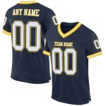 Personalized Custom Name Number Navy White-Gold Authentic Throwback Football Jersey Personalized Navy White-Gold Mesh Authentic