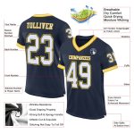 Personalized Custom Name Number Navy White-Gold Authentic Throwback Football Jersey Personalized Navy White-Gold Mesh Authentic