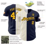 Custom Name Number Personalized Navy White Gold Pinstripe Baseball Jersey Fashion Authentic Team Personalized Navy White-Gold