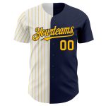 Custom Name Number Personalized Navy White Gold Pinstripe Baseball Jersey Fashion Authentic Team Personalized Navy White-Gold