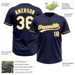 Custom Name and Number Unisex Softball Jersey - Personalized Navy and White-Gold Two-Button Design Personalized Navy White-Gold