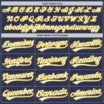 Custom Name and Number Unisex Softball Jersey - Personalized Navy and White-Gold Two-Button Design Personalized Navy White-Gold