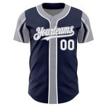 Custom Authentic Baseball Jersey - Personalized Navy White Gray Colors with Team Name and Number Personalized Navy White-Gray