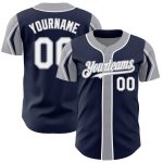 Custom Authentic Baseball Jersey - Personalized Navy White Gray Colors with Team Name and Number Personalized Navy White-Gray