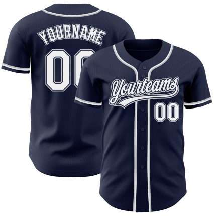 Personalized Authentic Navy White Gray Baseball Jersey for Men and Women Personalized Navy White-Gray Authentic Baseball