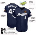 Custom Name and Number Baseball Jersey - Personalized Authentic Navy White-Gray Team Jersey Personalized Navy White-Gray
