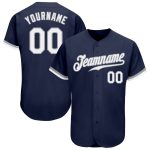 Custom Name and Number Baseball Jersey - Personalized Authentic Navy White-Gray Team Jersey Personalized Navy White-Gray