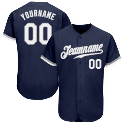 Custom Name and Number Baseball Jersey - Personalized Authentic Navy White-Gray Team Jersey Personalized Navy White-Gray