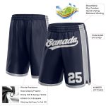 Custom Name & Number Authentic Basketball Shorts - Personalized Navy Gray Team Gear Personalized Navy White-Gray Authentic