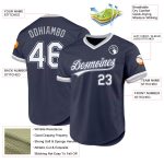 Custom Name and Number Personalized Baseball Jersey - Navy White-Gray Authentic Throwback Team Jersey Personalized Navy White-Gray