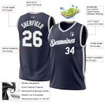 Custom Personalized Basketball Jersey with Name & Number - Authentic Throwback Navy/White/Gray Design Personalized Navy White-Gray