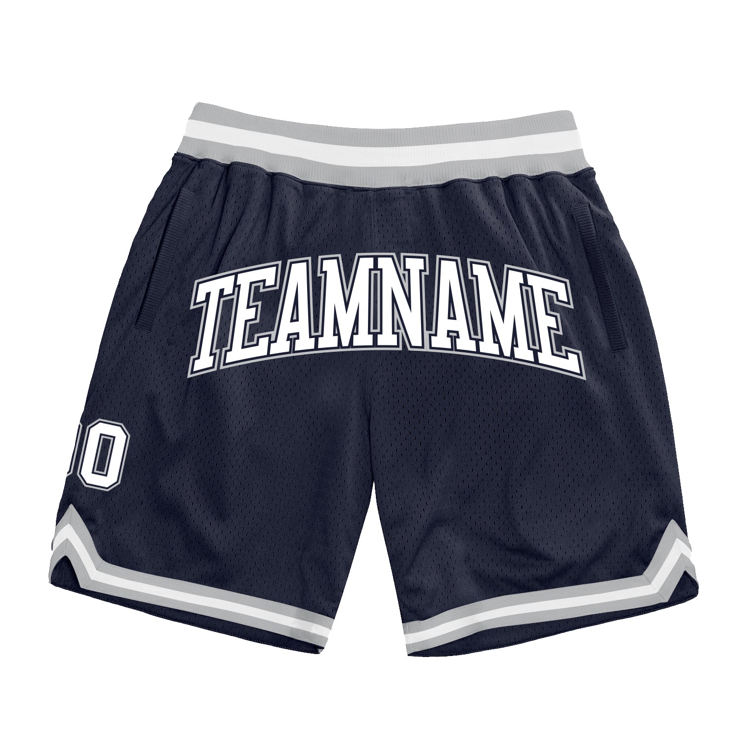 Custom Name and Number Personalized Basketball Shorts - Authentic Navy White-Gray Throwback Style Personalized Navy White-Gray