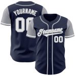 Custom Name and Number Two Tone Baseball Jersey - Personalized Navy White-Gray Team Apparel Personalized Navy White-Gray