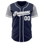 Custom Name and Number Two Tone Baseball Jersey - Personalized Navy White-Gray Team Apparel Personalized Navy White-Gray