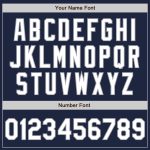 Custom Name Number Varsity Letterman Jacket - Personalized Navy White-Gray Bomber Full-Snap Style Personalized Navy White-Gray